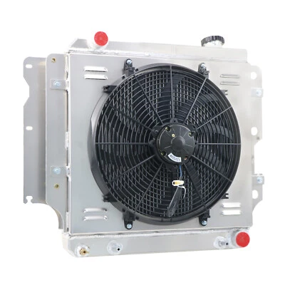 Fit 1987-2006 Jeep Wrangler TJ/YJ Chevy V8 Swap Radiator Shroud Fan Relay 4 Row Foto 1 de 4