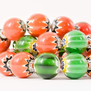 Chevron Trade Beads Orange and Green China Cooper Collection 36 Inch - Picture 1 of 9