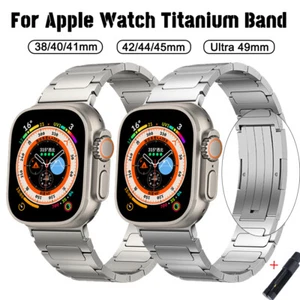For Apple Watch Ultra 49mm 87654 SE 38/42/45mm Titanium Band Luxury Strap Correa - Picture 1 of 15