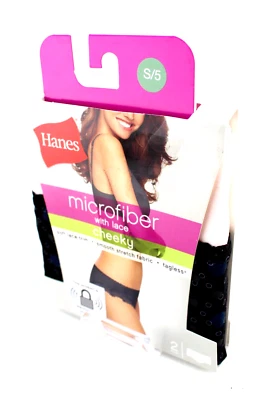 NWT HANES Microfiber Lace Size 5 / S 2-pack Multi Color Women's Cheeky Panties - Image 1 of 4