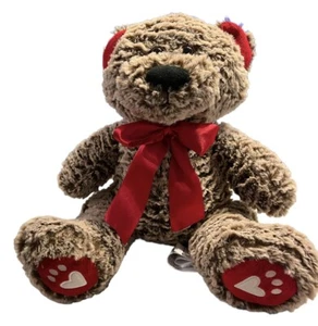 Animal Adventure Oso Marrón Esmerilado Rojo Arco Corazón Pies Peluche Animal 2018 - Imagen 1 de 9