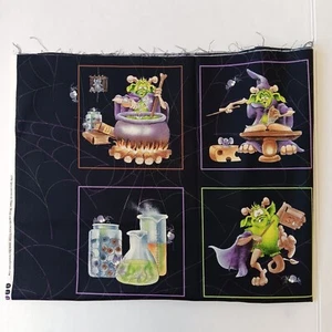 Maywood Studio Spellbound Perry Wahe Black Green Goblin Fabric 29" x 44" - Picture 1 of 12
