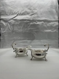 18th Century Antique George II Pair Silver Sauceboats London 1745 Henry Brind - Picture 1 of 12