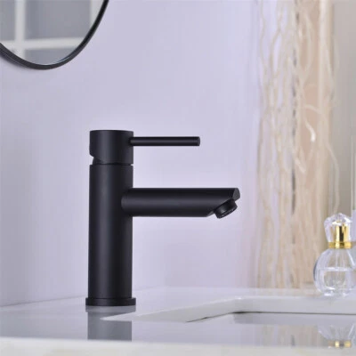 FUTUO Bathroom Basin Mixer Tap Matte Black Taps Solid Brass Deck Mounted Sink Facuet