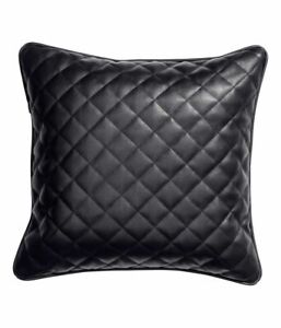 Pillow Leather Cushion Cover Decor Set Genuine Soft Lambskin Black All Sizes 62