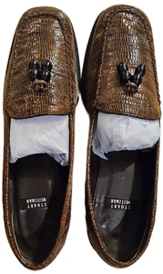 Stuart Weitzman Loafers Lizard Leather Tassel Women Brown Shoes Size 6 - Picture 1 of 11