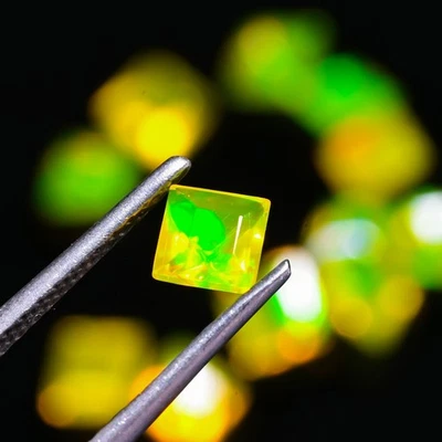 Natural Yellow Ethiopian Opal 2.55 CRT Faceted Square Shape Loose Gemstone 4X3 M - Image 1 of 3