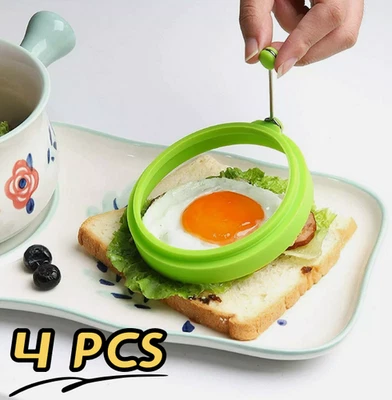 EE. UU. 4 PIEZAS NUEVO Huevo Frito Molde Silicona Anillo Panqueque Gel Sílice Cocina Herramienta de Cocina Foto 1 de 4