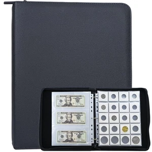Coin & Cash Collection Book Binder Holder Album with 200 Pockets Coin Sleeves... - Picture 1 of 7