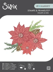 Juego de estampillas transparentes Sizzix con framelits - Poinsettia Trio de 49 y Market 667015 - Imagen 1 de 4
