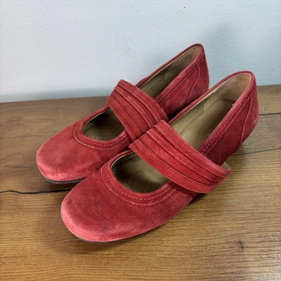 Lo último Rojo Mary Jane Zapatos Talla 6 Rojo Gamuza Cuña Zapatos Punta Redonda Adriana Foto 1 de 4