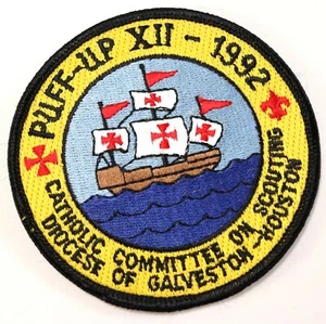 Vintage 1992 Puff-Up XII Catholic Diocese TX Boy Scouts America BSA Camp Patch - Picture 1 of 4