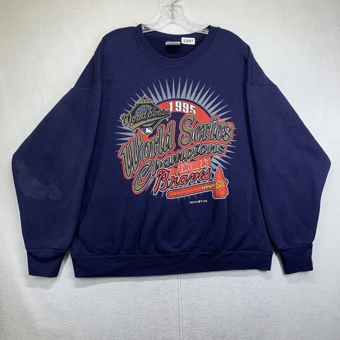 Vtg Atlanta Braves 1995 World Series Champions MLB Sweatshirt Mens XL Crewneck Cover