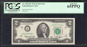 FR.1935-J* 1976 $2 *STAR* FEDERAL RESERVE NOTE KANSAS CITY,MO PCGS GEM UNC-65PPQ - Picture 1 of 2