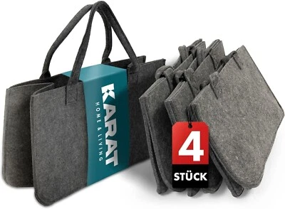 Filztasche Shopper 4er Set  Kaminholztasche | robuste Einkaufstasche | Faltbar - Bild 1 von 4