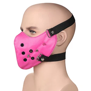 Punk Leather Spike Mask Gothic Rivet Biker Motorcycle Mask Half Face Sports Mask - Picture 1 of 21