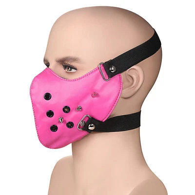 Máscara de couro punk Spike gótico rebite máscara de motociclista máscara esportiva meia face - Imagem 1 de 4
