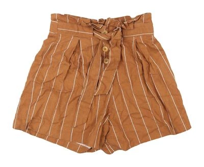 Miss Selfridge Women's Brown Striped Paperbag Shorts - Image 1 of 4