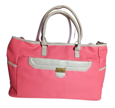 Nicole Miller NY Pink Pebbled Large Weekender Carry-on Luggage Bag 22 X 12 X 10 - Image 1 of 4