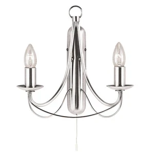 2 Lights Satin Silver Frame Wall Fitting Bracket Light with Candle Style Holders - Picture 1 of 1