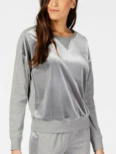 Alfani Women's Velvet-Panel Pajama Top Gray Heather XL NWOT - Picture 1 of 2