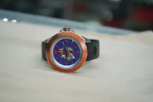 MEMOMEM Black / Orange / Blue Steel Skeleton Automatic Watch Swiss Made MDM-001 - Picture 1 of 8