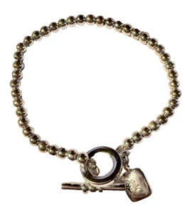 Signed RLL Lauren Ralph Lauren Silver plated Ball Beads Toggle Clasp Bracelet - Picture 1 of 5