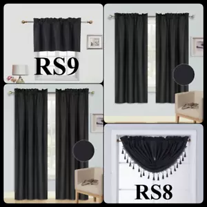 PANELS OR VALANCES SOLID BLACKOUT ROD POCKET FOAM LINED WINDOW CURTAIN TREATMENT - Picture 1 of 103