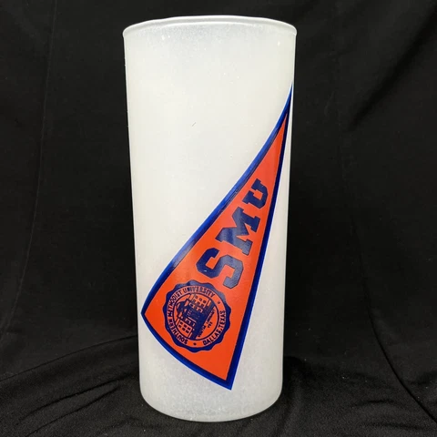 Southern Methodist University Vintage Frosted Glass Tumbler Pennant Mascot 6" Cover