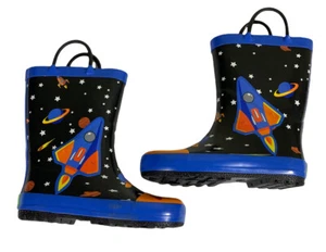 Rainbow Daze Outer Space Rainboots Sz 11/12 Pull On Galaxy Waterproof Shoe - Picture 1 of 8
