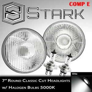 H6024 Head Light Glass Housing Lamp Classic Conversion Chrome 7" Round PAIR (E) - Foto 1 di 1