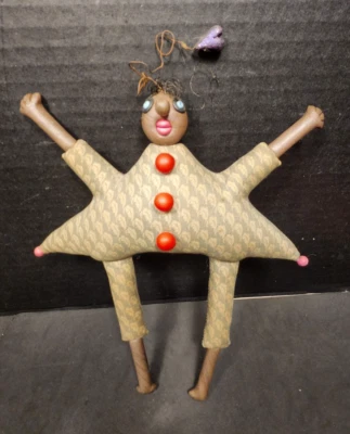 Deborah Banyas Folk Art Cloth Doll Funky Outsider Sculpture Triangle w/Heart - Image 1 of 4