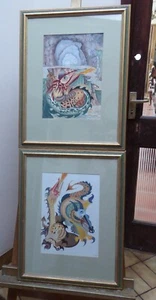 PAAR AQUARFARBEN AUGE DES DRACHENKÜNSTLERS F BURNHAM KOSTENLOSER VERSAND - Bild 1 von 12