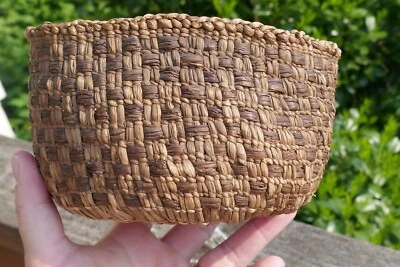 Antique Klamath-Modoc Native Twined Woven Cedar & Spruce Basket - As Found - Image 1 of 4