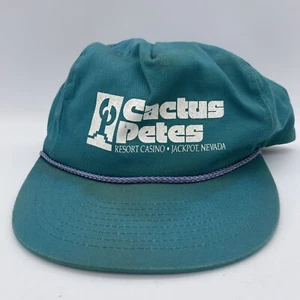 CACTUS PETES RESORT CASINO JACKPOT NEVADA ROPE HAT GREEN BLUE SNAPBACK - Picture 1 of 5