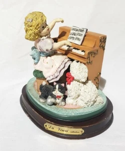 Seltene Da Vinci Sammelfigur kleines Mädchen mit Klavier Sammlerstück Holzsockel  - Bild 1 von 11