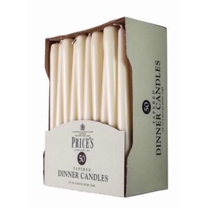 Price's Unwrapped Tapered Dinner Candle, Ivory - 50 Pack (414330) TRACKED 48HR