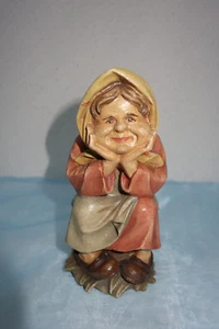 Skulptur: Die Denkerin, geschnitzt u. bemalt, Holzfigur - 16 cm - Südtirol - Picture 1 of 5