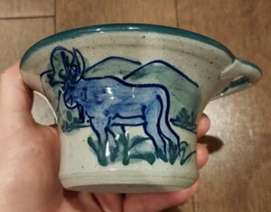 Great Bay Pottery Moose Crock Bowl Manico Singolo Nuovo Nuovo di Stato 2004 Fatto a mano - Foto 1 di 5