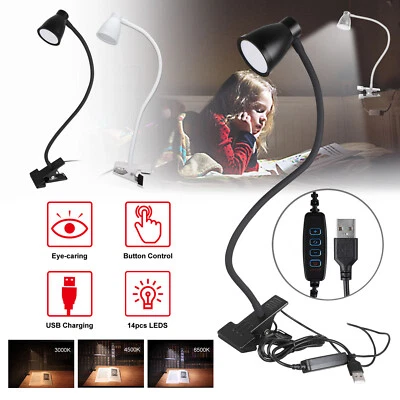 USB Reading Light Flexible LED Lamp Laptop Computer Clip On Bed Desk Table - Image 1 of 4