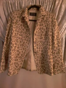 DANA BUCHMAN, silk, lined and print look-animal or maybe dots in brown coat, jac - Picture 1 of 5