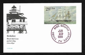#UX122 28c Packet Ship -Yorkshire- Postal Card - Unofficial FDC S.Jersey, NJ - Picture 1 of 2