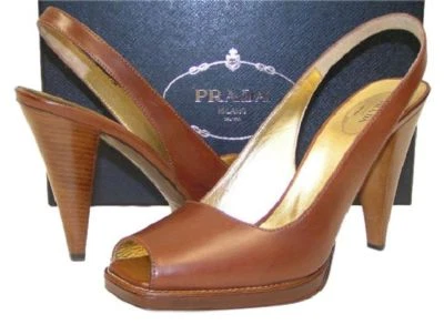 BOMBAS PRADA CHOCOLATTE CUERO CLÁSICO CITY PEEP TOE PLATAFORMA MARRÓN OSCURO 40 Foto 1 de 4