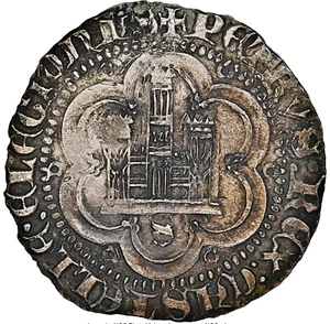 (1350-1369) SPAIN PEDRO I SILVER 2 MARAVEDIS SEVILLE MINT NGC ABOUT UNC 58 - Picture 1 of 4
