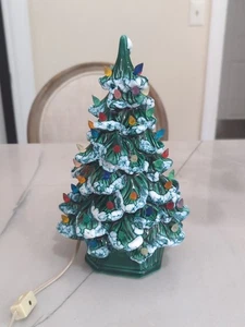Bombilla de árbol de Navidad de cerámica de colección años 70 luces multicolores lámpara 11,5 flocado molde holandés - Imagen 1 de 7