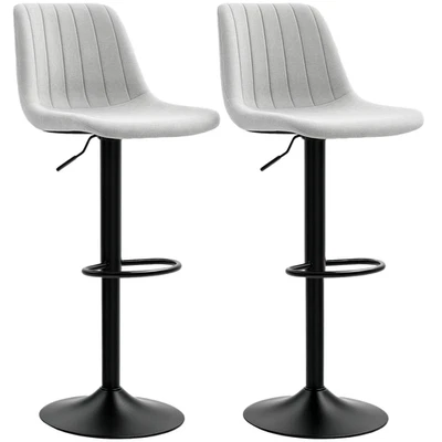 HOMCOM Bar Stools Set of 2 Adjustable Swivel Bar Chairs with Backrest Grey - Image 1 of 4