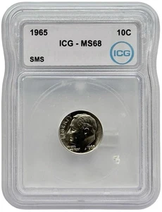 1965 Roosevelt Dime SMS ICG MS68 - Picture 1 of 2