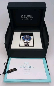Gevril Chambers Blue Textured Dial Blue Ceramic Bezel 43mm Selita SW200-2 MVT - Picture 1 of 12