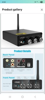 Ymoo P4 Wireless Audio Receiver w/Amplifier Bluetooth 5.3 Dual Amp Stream HiFi - Image 1 of 4