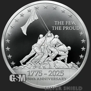 2025 - THE FEW THE PROUD - 1 oz .999 Fine Silver Shield PROOF MINIMINTAGE PRESALE - Bild 1 von 4